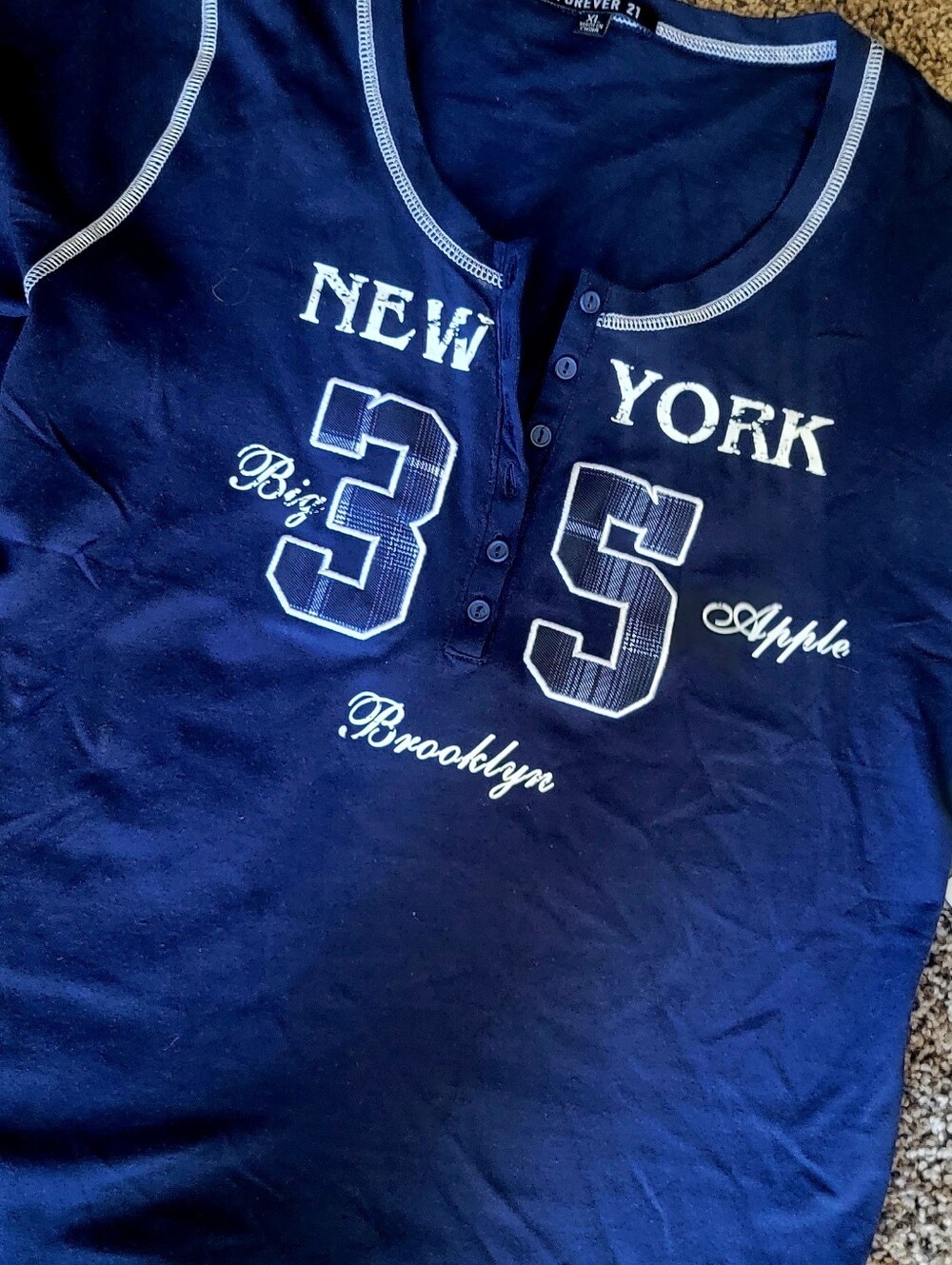 Juniors Brooklyn Top Tee Blue W Buttons .. New W Tag Xl - Picture 2 of 5